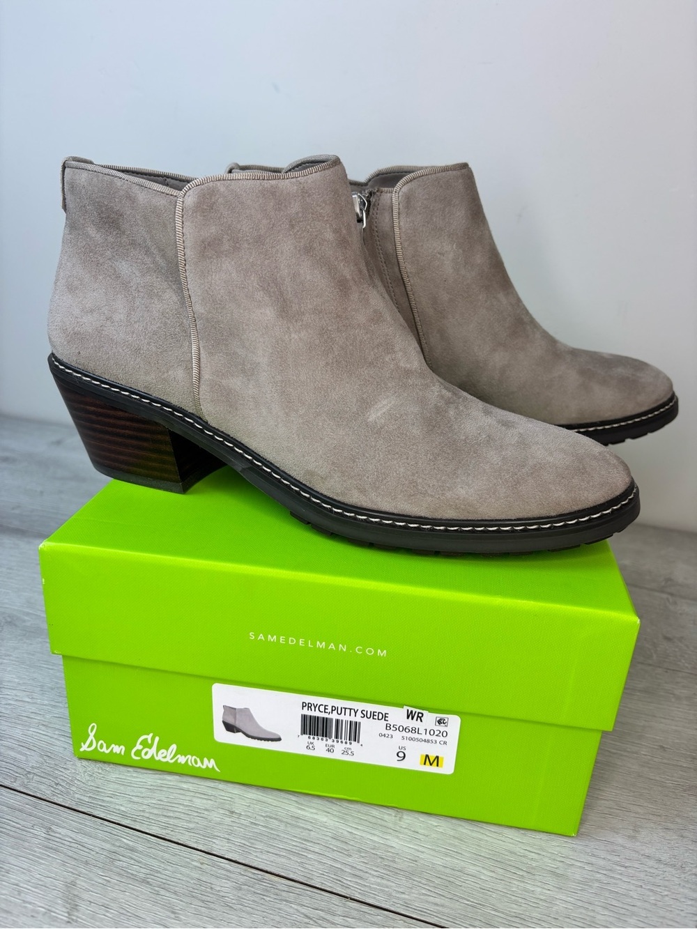 NIB Sam Edelman Pryce Putty Suede Ankle Boots Women’s Size 9